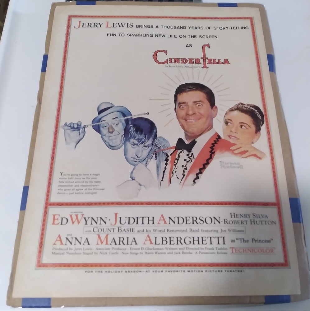1960 Movie Ad - Cinderfella- Jerry Lewis, Judith Anderson, Ed Wynn...